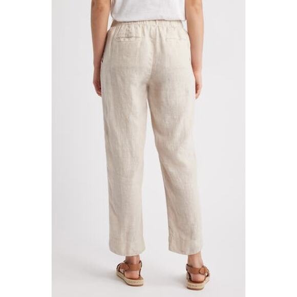 Caslon Women's Tapered Linen Pants Elastic Waist Flax Beige Size Large - Picture 7 of 9